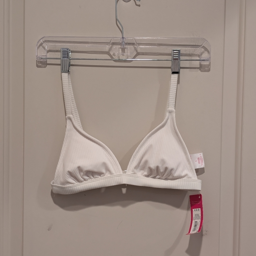 Xhilaration Ribbed Triangle Bikini Bralette Top White Size Small